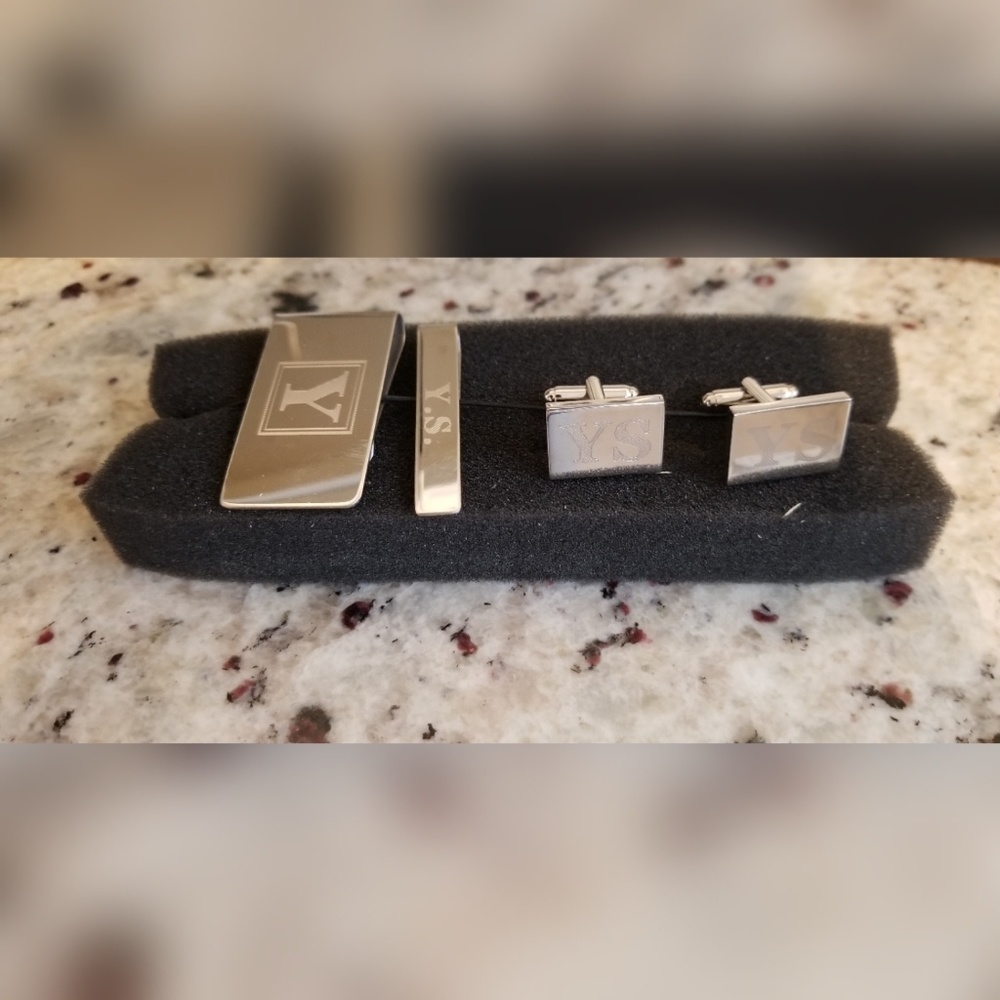 Money clip, tie clip, cufflinks